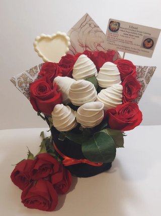6 Chocolate Covered Strawberries With 12 Roses Gift $65